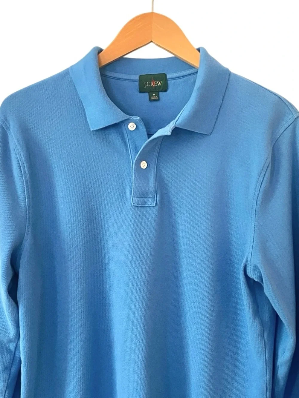 J. Crew Oarsman Long Sleeve 100% Cotton Piqué Polo Shirt Classic Preppy Sz M